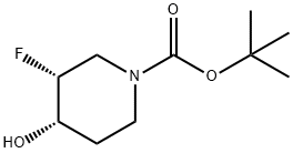 (3R,4S)-3-フルオロ-4-ヒドロキシピペリジン-1-カルボン酸TERT-ブチル 化学構造式