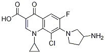 3-Quinolinecarboxylic acid, 7-(3-aMino-1-pyrrolidinyl)-8-chloro-1-cyclopropyl-6-fluoro-1,4-dihydro-4-oxo- Structure