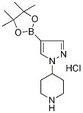 4-[4-(4,4,5,5-Tetramethyl-1,3,2-dioxaborolan-2-yl)-1H-pyrazol-1-yl]piperidine hydrochloride, 1-(Piperidin-4-yl)-4-[4-(4,4,5,5-Tetramethyl-1,3,2-dioxaborolan-2-yl)-1H-pyrazole hydrochloride Structure