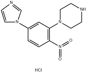 1-(5-(1H-咪唑-1-基)-2-硝基苯基)哌嗪二盐酸盐 结构式