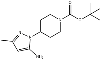 4-(5-氨基-3-甲基-1H-吡唑-1-基)哌啶-1-甲酸叔丁酯 结构式