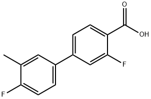 3,4'-ジフルオロ-3'-メチル-[1,1'-ビフェニル]-4-カルボン酸 化学構造式