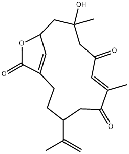 10-ヒドロキシ-7,10-ジメチル-4-(1-メチルエテニル)-14-オキサビシクロ[11.2.1]ヘキサデカ-1(16),7-ジエン-6,9,15-トリオン 化学構造式