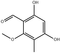 4,6-Dihydroxy-2-methoxy-3-methyl benzaldehyde 化学構造式