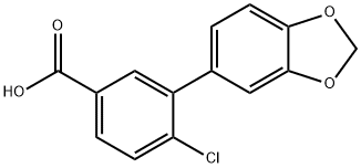 3-(苯并[D][1,3]二氧戊环-5-基)-4-氯苯甲酸 结构式