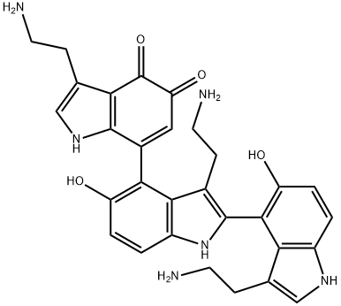 3-(2-aminoethyl)-7-[3-(2-aminoethyl)-2-[3-(2-aminoethyl)-5-hydroxy-1H- indol-4-yl]-5-hydroxy-1H-indol-4-yl]-1H-indole-4,5-dione Struktur