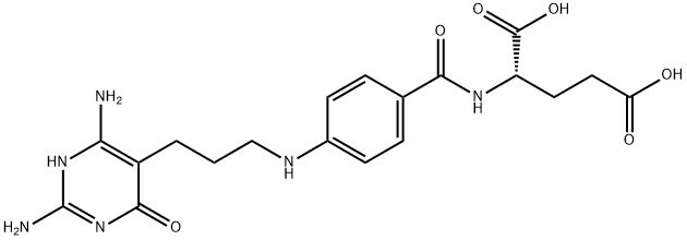 N-(4-((3-(2,4-diamino-1,6-dihydro-6-oxo-5-pyrimidinyl)propyl)amino)benzoyl)glutamic acid 结构式