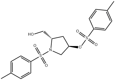 (3R,5S)-5-(HYDROXYMETHYL)-1-TOSYLPYRROLIDIN-3-YL 4-METHYLBENZENESULFONATE 化学構造式