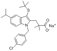 118414-82-7 3-[1-(4-クロロベンジル)-3-(tert-ブチルチオ)-5-イソプロピル-1H-インドール-2-イル]-2,2-ジメチルプロパン酸