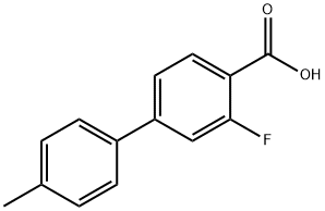3-フルオロ-4'-メチル-[1,1'-ビフェニル]-4-カルボン酸 化学構造式