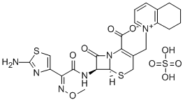 [6R-[6ALPHA,7BETA(Z)]]-1-[[7-[[(2-氨基-4-噻唑基)(甲氧基亚胺)乙酰基]氨基]-2-羧基-8-氧代-5-硫杂-1-氮杂双环[4.2.0]辛-2-烯-3-基]甲基]-5,6,7,8-四氢喹啉,118443-88-2,结构式