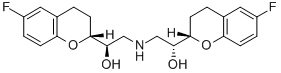 (2R,2'S,αR,α'R)-α,α'-[イミノビス(メチレン)]ビス(6-フルオロ-3,4-ジヒドロ-2H-1-ベンゾピラン-2-メタノール) 化学構造式