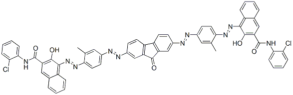 2-Naphthalenecarboxamide, 4,4'-[(9-oxo-9H-fluorene- 2,7-diyl)bis[azo(2-methyl-4,1-phenylene)azo]]bis[N -(2-chlorophenyl)-3-hydroxy- Structure