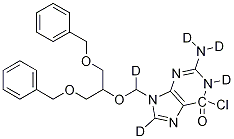 9-[[2-Benzyloxy-1-(benzyloxymethyl)-ethoxy]-methyl]-6-chloroguanine-d5 化学構造式