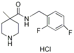 N-(2,4-difluorobenzyl)-4-methylpiperidine-4-carboxamide hydrochloride Struktur