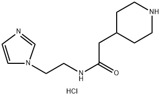 N-(2-Imidazol-1-yl-ethyl)-2-piperidin-4-yl-acetamide hydrochloride 化学構造式