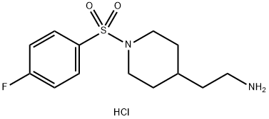 (2-{1-[(4-フルオロフェニル)スルホニル]ピペリジン-4-イル}エチル)アミン塩酸塩 化学構造式