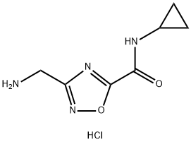 3-(aminomethyl)-N-cyclopropyl-1,2,4-oxadiazole-5-carboxamide hydrochloride, 1185299-22-2, 结构式