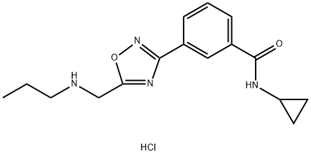 N-cyclopropyl-3-{5-[(propylamino)methyl]-1,2,4-oxadiazol-3-yl}benzamide hydrochloride Struktur