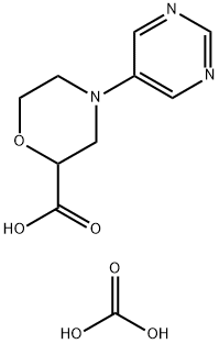 4-Pyrimidin-5-yl-morpholine-2-carboxylic acidcarbonate Struktur