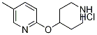 5-Methyl-2-(piperidin-4-yloxy)-pyridine hydrochloride, 98+% C11H17ClN2O, MW: 228.72|5-甲基-2-(4-哌啶基氧基)吡啶盐酸盐