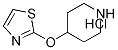 4-(Thiazol-2-yloxy)-piperidine hydrochloride, 98+% C8H13ClN2OS, MW: 220.72 Structure