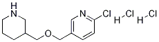2-Chloro-5-(piperidin-3-ylmethoxymethyl)-pyridine dihydrochloride Struktur