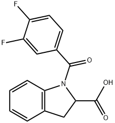 1-(3,4-difluorobenzoyl)-2,3-dihydro-
1H-indole-2-carboxylic acid 化学構造式