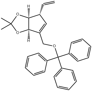 (3aR,4S,6aR)-2,2-diMethyl-6-((trityloxy)Methyl)-4-vinyl-4,6a-dihydro-3aH-cyclopenta[d][1,3]dioxole 结构式