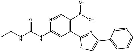 6-(3-ethylureido)-4-(4-phenylthiazol-2-yl)pyridin-3-ylboronic acid Struktur