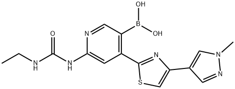 6-(3-ethylureido)-4-(4-(1-Methyl-1H-pyrazol-4-yl)thiazol-2-yl)pyridin-3-ylboronic acid 结构式