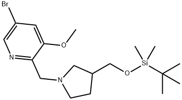5-Bromo-2-((3-((tert-butyldimethylsilyloxy)methyl)pyrrolidin-1-yl)methyl)-3-methoxypyridine Struktur
