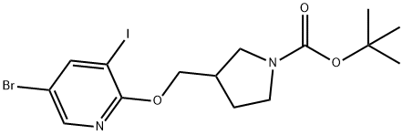 tert-Butyl 3-((5-bromo-3-iodopyridin-2-yloxy)-methyl)pyrrolidine-1-carboxylate
