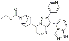 8-Azabicyclo[3.2.1]octane-8-carboxylic acid, 3-[3-(1H-indazol-4-yl)-2-(4-pyridinyl)pyrazolo[1,5-a]pyriMidin-7-yl]-, ethyl ester Struktur