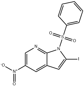 1H-Pyrrolo[2,3-b]pyridine, 2-iodo-5-nitro-1-(phenylsulfonyl)-,1186501-78-9,结构式