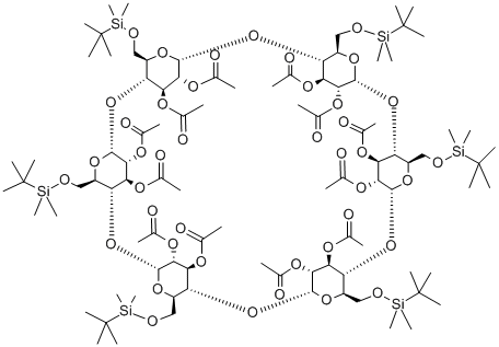 Hexakis-(2,3-di-O-acetyl-6-O-tert.-Butyldimethylsilyl)-alpha-Cyclodextrin,118663-74-4,结构式