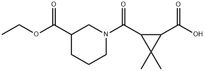 3-{[3-(ethoxycarbonyl)piperidin-1-yl]carbonyl}-2,2-dimethylcyclopropanecarboxylic acid Struktur