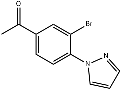 3-溴-4-(1-吡唑基)苯乙酮, 1186663-58-0, 结构式