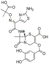 7-(2- (2-aminothiazol-4-yl)-2-(1-carboxy-1-methylethoxyimino)acetamido)-3-(3,4-dihydroxybenzoyloxy)methyl-3-cephem-4-carboxylic acid|