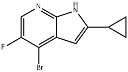 1H-Pyrrolo[2,3-b]pyridine, 4-broMo-2-cyclopropyl-5-fluoro-,1187449-21-3,结构式