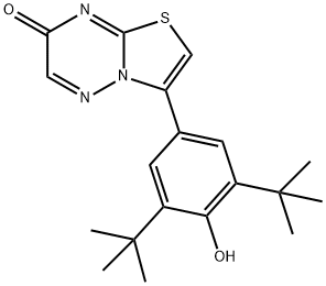 3-[3,5-ビス(1,1-ジメチルエチル)-4-ヒドロキシフェニル]-7H-チアゾロ[3,2-b][1,2,4]トリアジン-7-オン 化学構造式