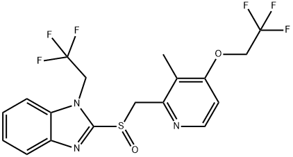 2-[ [(3-甲基-4-(2,2,2-三氟乙氧基)-2-吡啶基)甲基]亚硫酰基]-1-(2,2,2-三氟乙基)-苯并咪唑, 1187926-84-6, 结构式