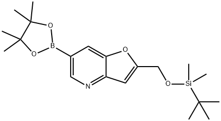 2-((TERT-ブチルジメチルシリルオキシ)メチル)-6-(4,4,5,5-テトラメチル-1,3,2-ジオキサボロラン-2-イル)フロ[3,2-B]ピリジン 化学構造式