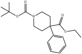 1-tert-butyl 4-ethyl 4-phenylpiperidine-1,4-dicarboxylate Struktur