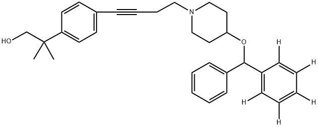 4-[4-(Diphenylmethoxy-d5)-1-piperidinyl]-1-[4-[(2-hydroxy-1,1-dimethyl)ethyl]phenyl]butyne Structure