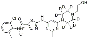 N-[2-Chloro-6-methylphenyl]-2-[[6-[4-(2-hydroxyethyl)-1-piperazinyl-d8]-2-methyl-4-pyrimidinyl]amino]-5-thiazolecarboxamide N-Oxide Struktur