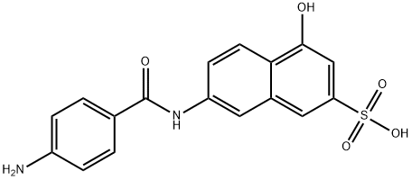7-(4-氨基苯甲酰胺基)-4-羟基萘-2-磺酸,119-77-7,结构式