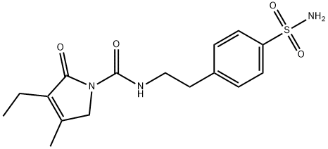 4-[2-[(3-Ethyl-4-methyl-2-oxo-3-pyrrolin-1-yl)carboxamido]ethyl]benzenesulfonamide Struktur