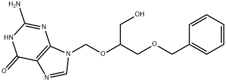 6H-Purin-6-one, 2-aMino-1,9-dihydro-9-[[1-(hydroxyMethyl)-2-(phenylMethoxy)ethoxy]Methyl]- Struktur
