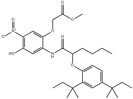 [2-[2-(2,4-Di-tert-pentylphenoxy)hexanoylamino]-4-hydroxy-5-nitrophenoxy]acetic acid methyl ester 结构式